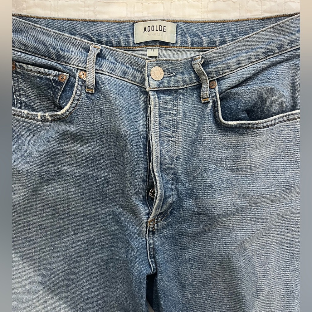 AGOLDE Riley distressed button fly high waisted jeans